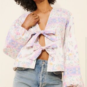Floral Tie-Front Blouse